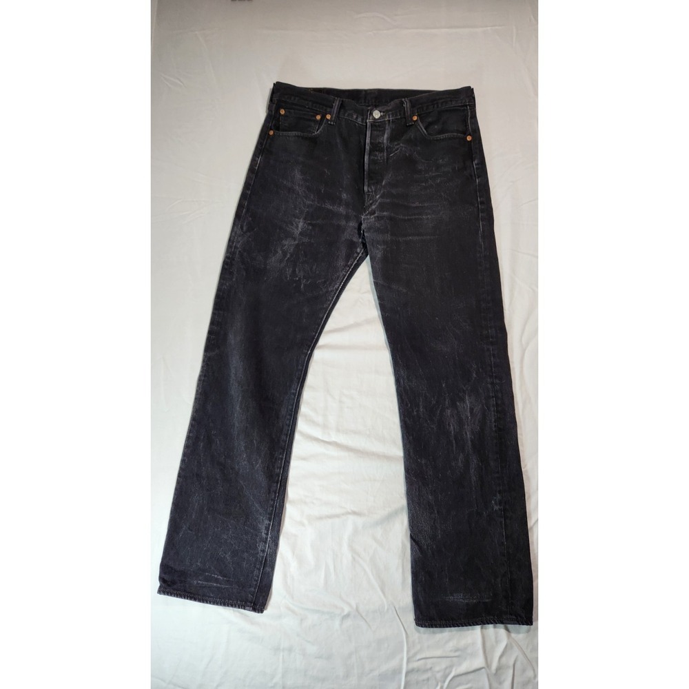 Levi Jeans Men's 36x34 Black 501 Regular Straight Cut